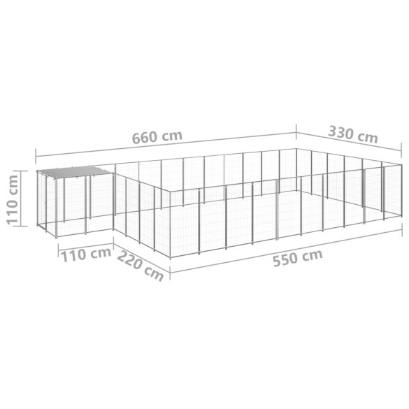 Padoc Câini 19,36 m² - Oțel Rezistent cu Acoperiș