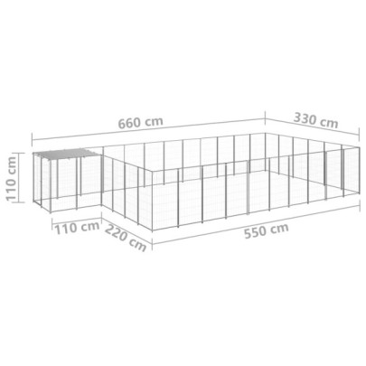 Padoc Câini 19,36 m² - Oțel Rezistent cu Acoperiș