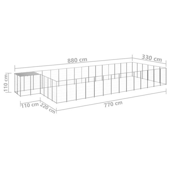 Padoc Câini Mare 26,62 m² - Oțel cu Acoperiș