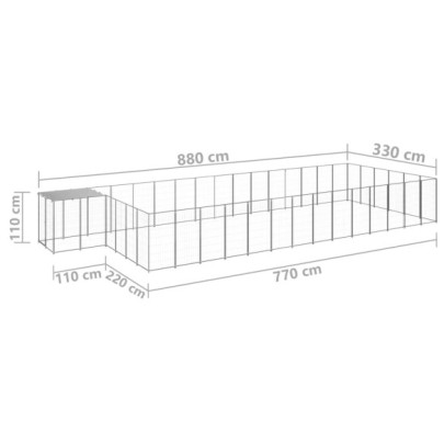 Padoc Câini Mare 26,62 m² - Oțel cu Acoperiș