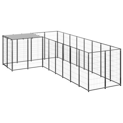 Padoc pentru câini - negru - 6,05 m² - oțel