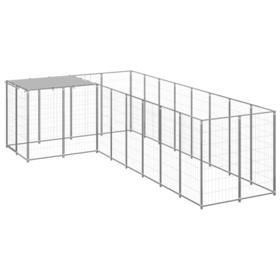 Padoc pentru câini - argintiu - 6,05 m² - oțel