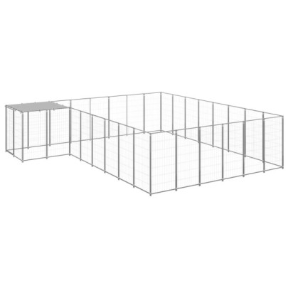 Padoc pentru câini - argintiu - 15,73 m² - oțel