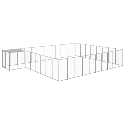 Padoc pentru câini - argintiu - 25,41 m² - oțel