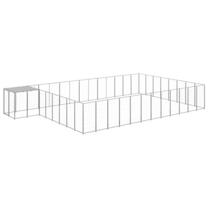 Padoc pentru câini - argintiu - 30,25 m² - oțel