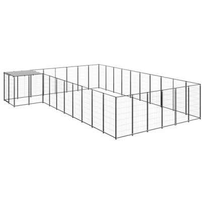 Padoc pentru câini - negru - 19,36 m² - oțel