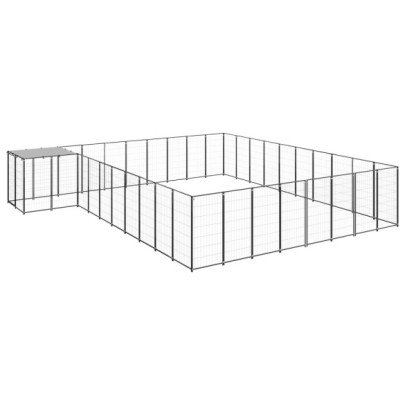 Padoc pentru câini - negru - 25,41 m² - oțel