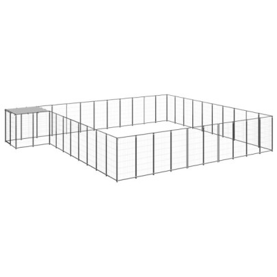 Padoc pentru câini - negru - 31,46 m² - oțel