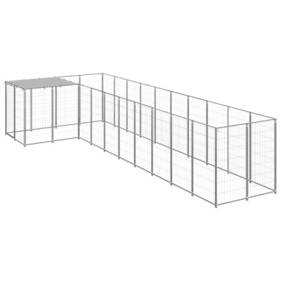 Padoc pentru câini - argintiu - 7,26 m² - oțel