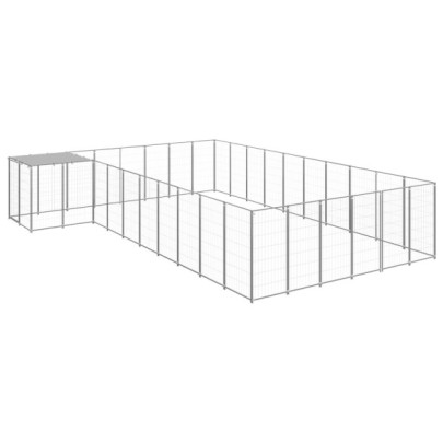 Padoc pentru câini - argintiu - 19,36 m² - oțel