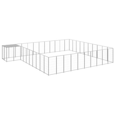 Padoc pentru câini - argintiu - 31,46 m² - oțel
