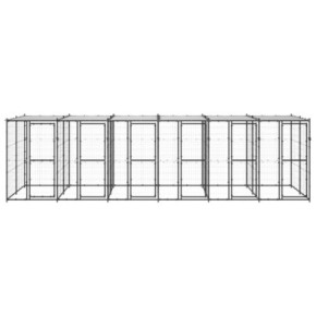 Padoc pentru câini de exterior cu acoperiș - 14,52 m² - oțel 2