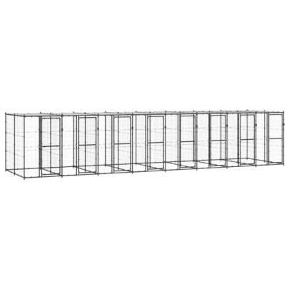 Padoc pentru câini de exterior cu acoperiș - 19,36 m² - oțel