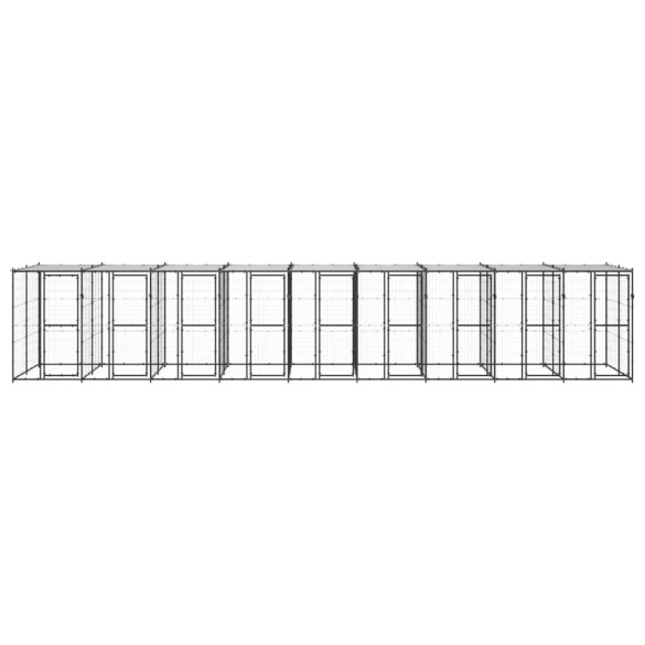 Padoc Câini Exterior cu Acoperiș - Oțel Rezistent - 21,78 m²