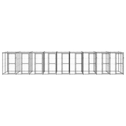 Padoc Câini Exterior cu Acoperiș - Oțel Rezistent - 21,78 m²