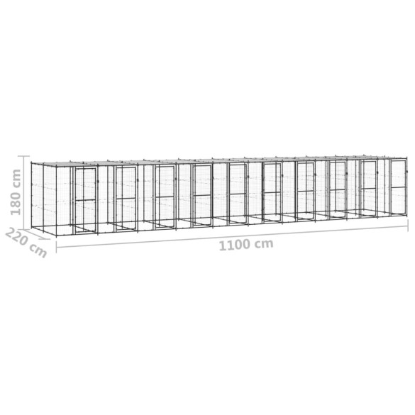 Padoc Câini Exterior cu Acoperiș - Oțel Rezistent