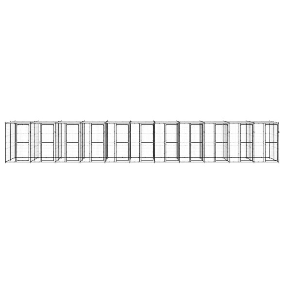 Padoc Câini Exterior cu Acoperiș 26m² - Oțel | Livrare Gratuită