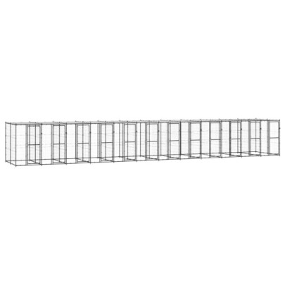 Padoc pentru câini de exterior cu acoperiș - 29,04 m² - oțel