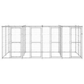 Padoc Câini Exterior cu Acoperiș - Oțel Zincat 9,68 m² 2