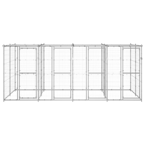 Padoc Câini Exterior cu Acoperiș - Oțel Zincat 9,68 m²