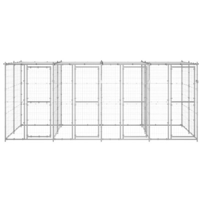 Padoc Câini Exterior cu Acoperiș - Oțel Zincat 9,68 m²