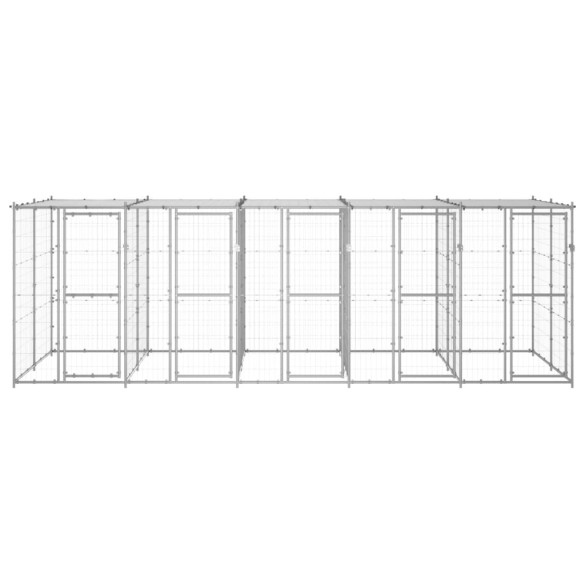 Padoc Câini Exterior cu Acoperiș 12,1 m² - Oțel Zincat