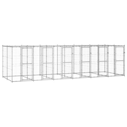 Padoc câini de exterior cu acoperiș - 14,52 m² - oțel galvanizat