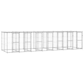 Padoc Câini Exterior 17m² cu Acoperiș | Oțel Galvanizat