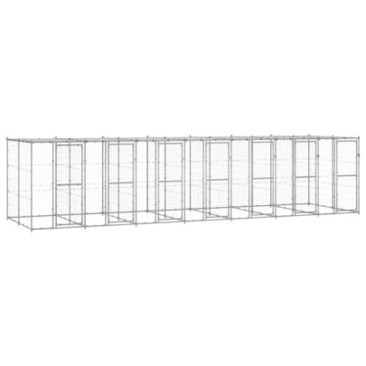 Padoc câini de exterior cu acoperiș - 16,94 m² - oțel galvanizat