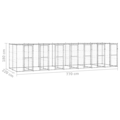Padoc Câini Exterior 17m² cu Acoperiș | Oțel Galvanizat