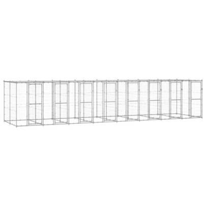 Padoc câini de exterior cu acoperiș - 19,36 m² - oțel galvanizat