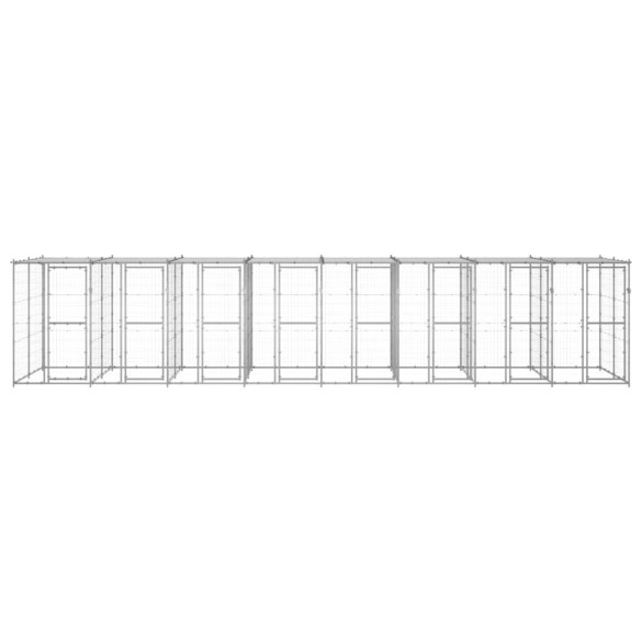 Padoc Câini Exterior cu Acoperiș 19,36 m² - Oțel Galvanizat