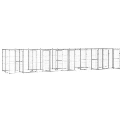 Padoc câini de exterior cu acoperiș - 21,78 m² - oțel galvanizat
