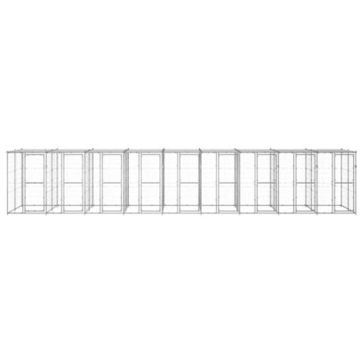 Padoc Câini Exterior cu Acoperiș - Oțel Galvanizat