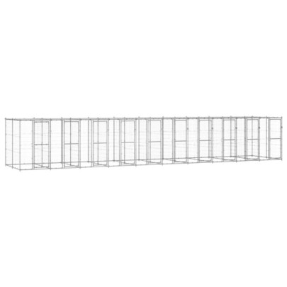 Padoc câini de exterior cu acoperiș - 24,2 m² - oțel galvanizat
