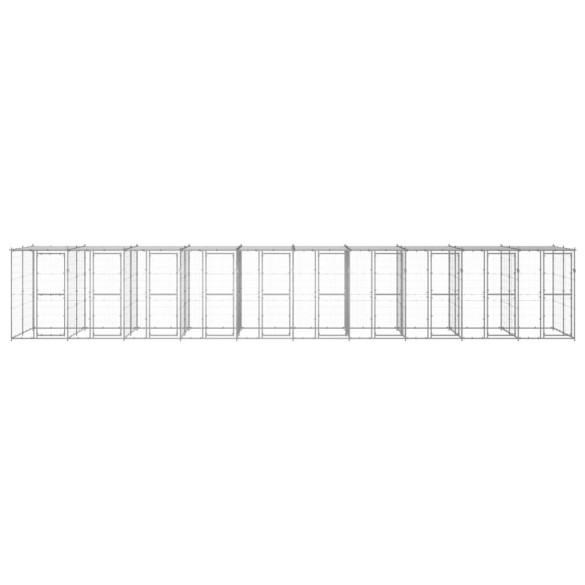 Padoc Câini Exterior 24,2 m² - Oțel Galvanizat cu Acoperiș