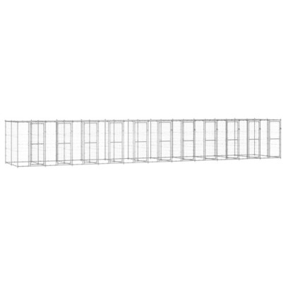 Padoc câini de exterior cu acoperiș - 26,62 m² - oțel galvanizat