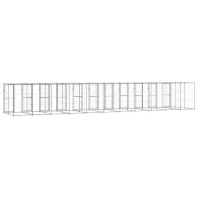 Padoc câini de exterior cu acoperiș - 29,04 m² - oțel galvanizat