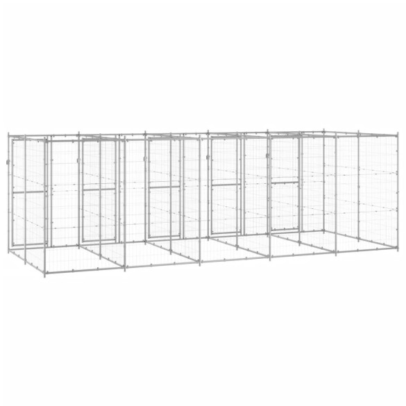 Padoc Câini Exterior 12,1 m² - Oțel Galvanizat | Livrare Gratuită