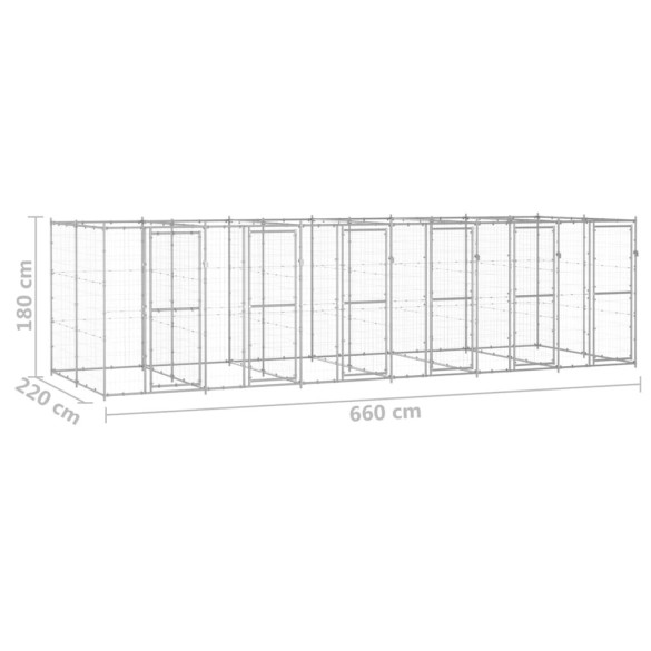 Padoc Câini Exterior 14,52 m² - Oțel Galvanizat Rezistent