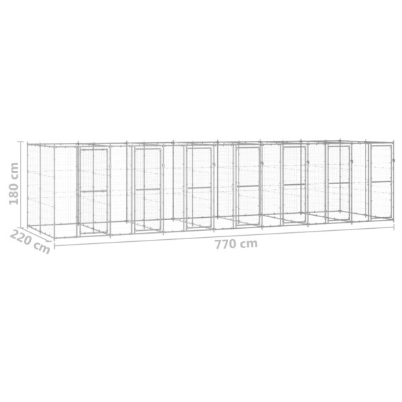 Padoc Câini Exterior 17m² - Oțel Galvanizat - Livrare Gratuită