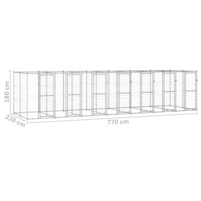 Padoc Câini Exterior 17m² - Oțel Galvanizat - Livrare Gratuită