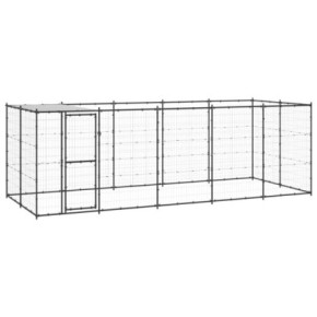 Padoc Câini Exterior cu Acoperiș 12,1 m² - Oțel