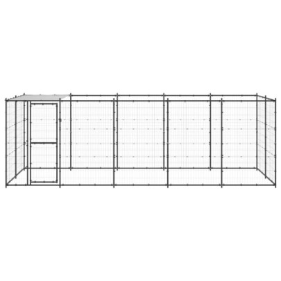 Padoc Câini Exterior cu Acoperiș 12,1 m² - Oțel