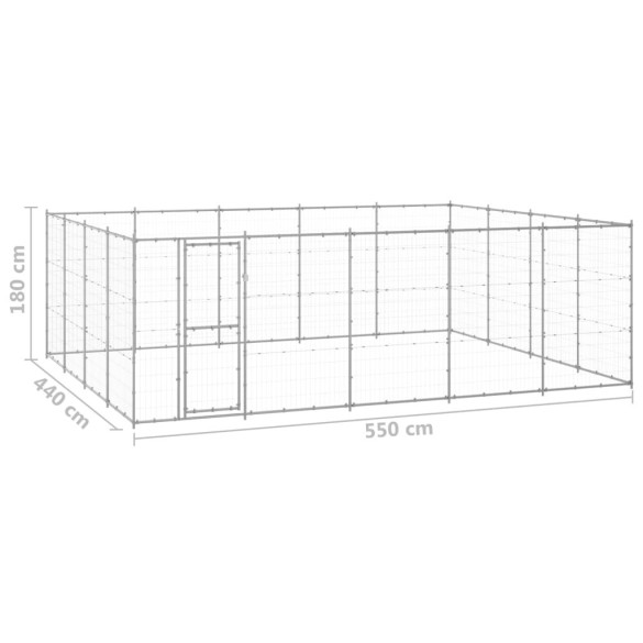 Padoc Câini Exterior 24,2 m² - Oțel Galvanizat | Livrare Gratuită