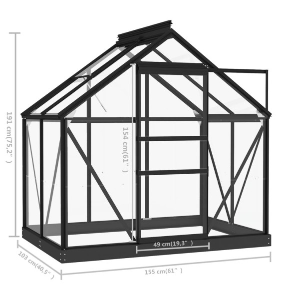 Seră din Sticlă Antracit - Aluminiu Rezistent - Livrare Gratuită Seră din Sticlă Antracit - Aluminiu Rezistent - Livrare Gratuită