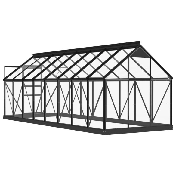 Seră din Sticlă Antracit - 155x395,5x191 cm - Aluminiu Seră din Sticlă Antracit - 155x395,5x191 cm - Aluminiu