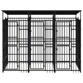 Padoc Câini Exterior cu Acoperiș - Oțel Rezistent 2