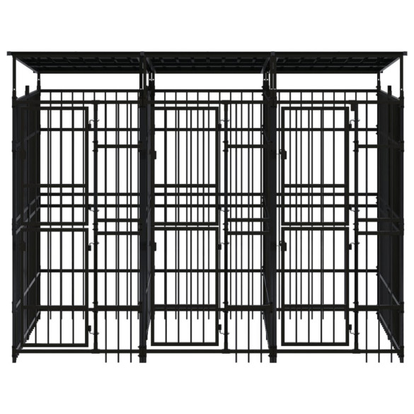 Padoc Câini Exterior cu Acoperiș - Oțel Rezistent