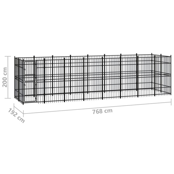 Padoc Câini Exterior 14,75 m² - Oțel Rezistent